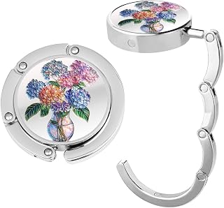 Folding Table Hook, Handbag Hanger for Table, Purse Holder, Foldable Handbag Hook for Women, Purse Hanger Holder for Women, Cute Hydrangea Pattern, 1 Pack