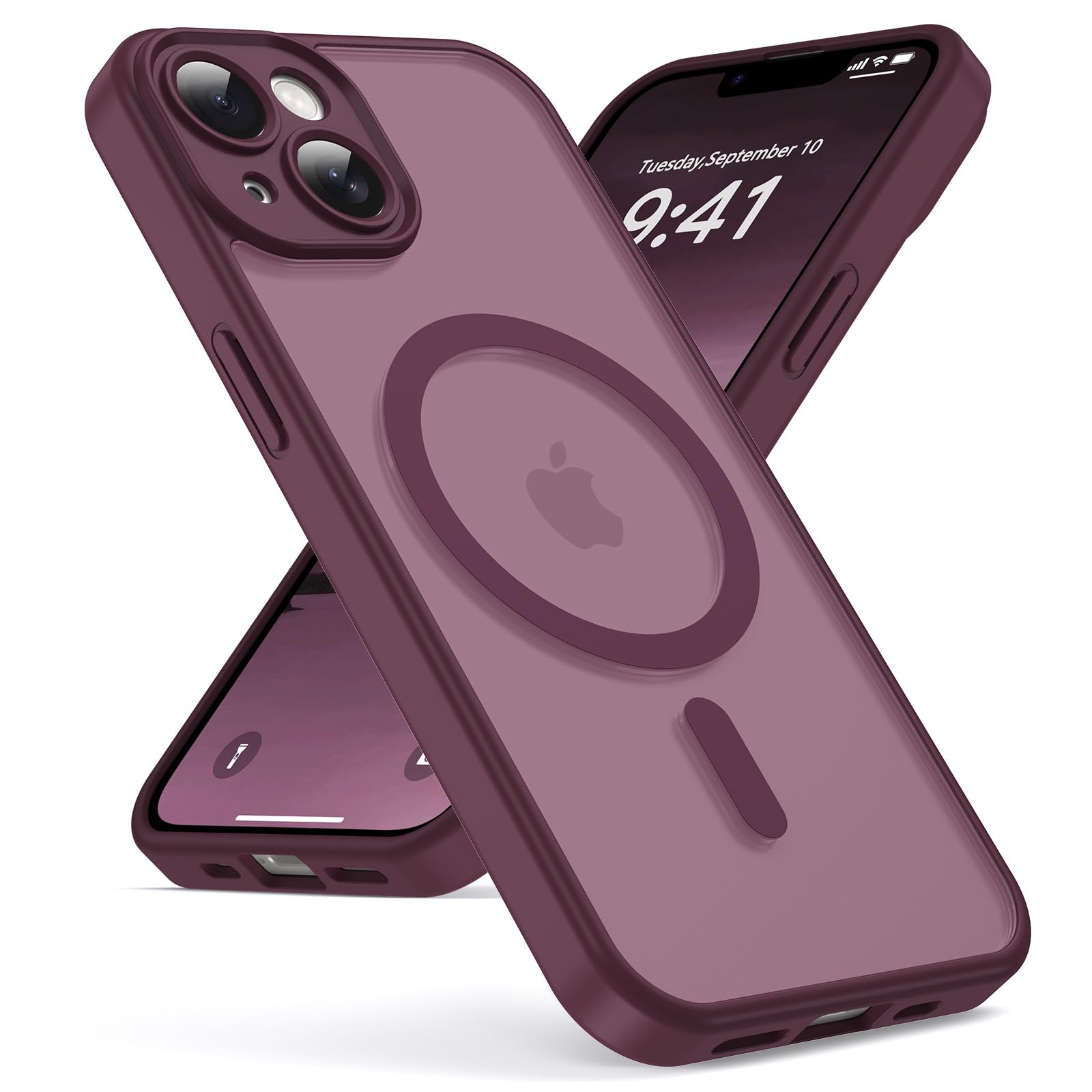 Oududianzi - Magnetica Cover per iPhone 13 Magsafe Case, Bordeaux