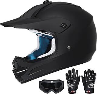 ROOZO Youth Kids Dirt Bike Helmet DOT Approved, Full Face Motocross Set | 4-in-1 set includes goggles gloves storage bag, ultra-light design, adjustable visor and washable liner for ATV UTV