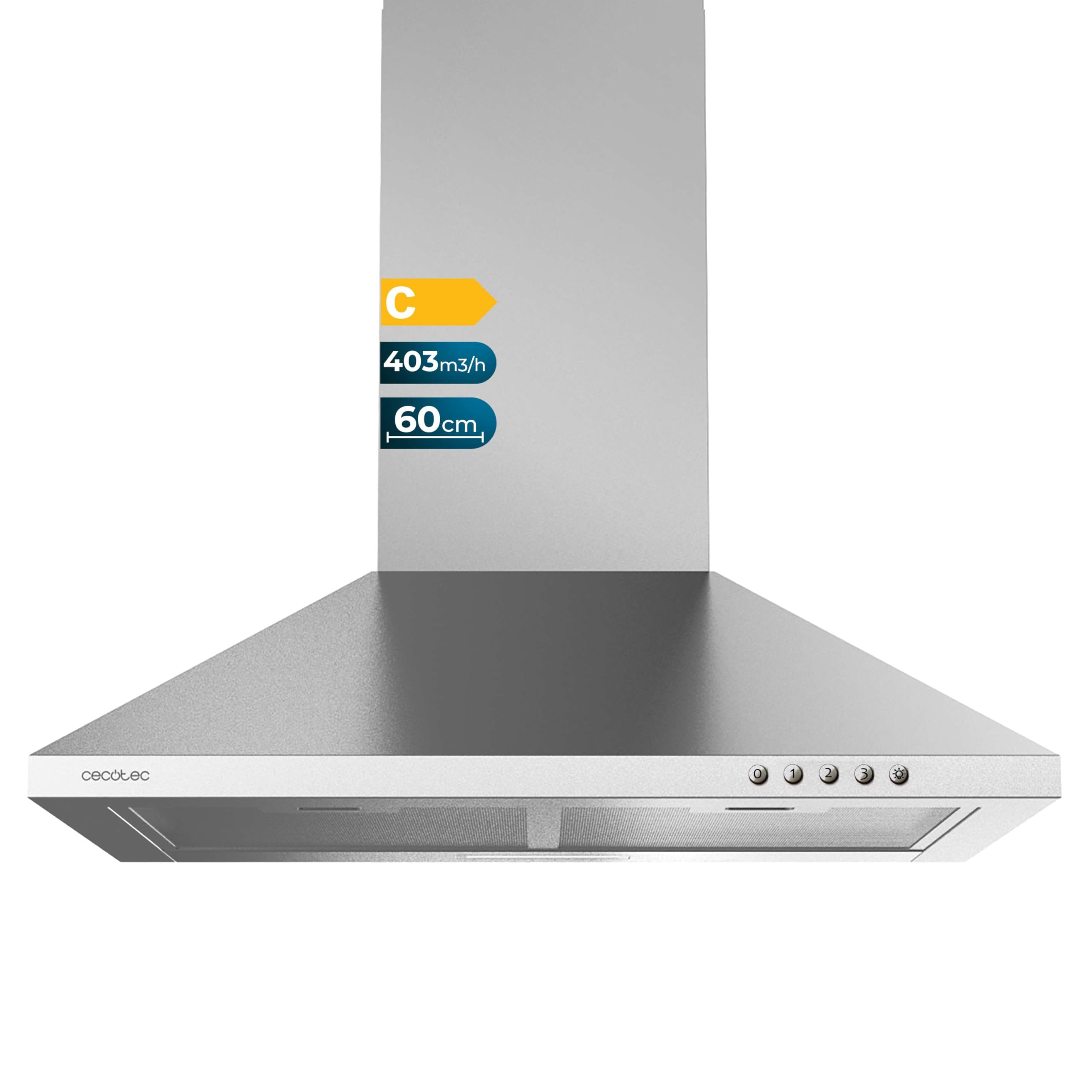 Cecotec Flux PM 604300 Stainless Steel C Extractor Hood, Pyramid Shape, Stainles