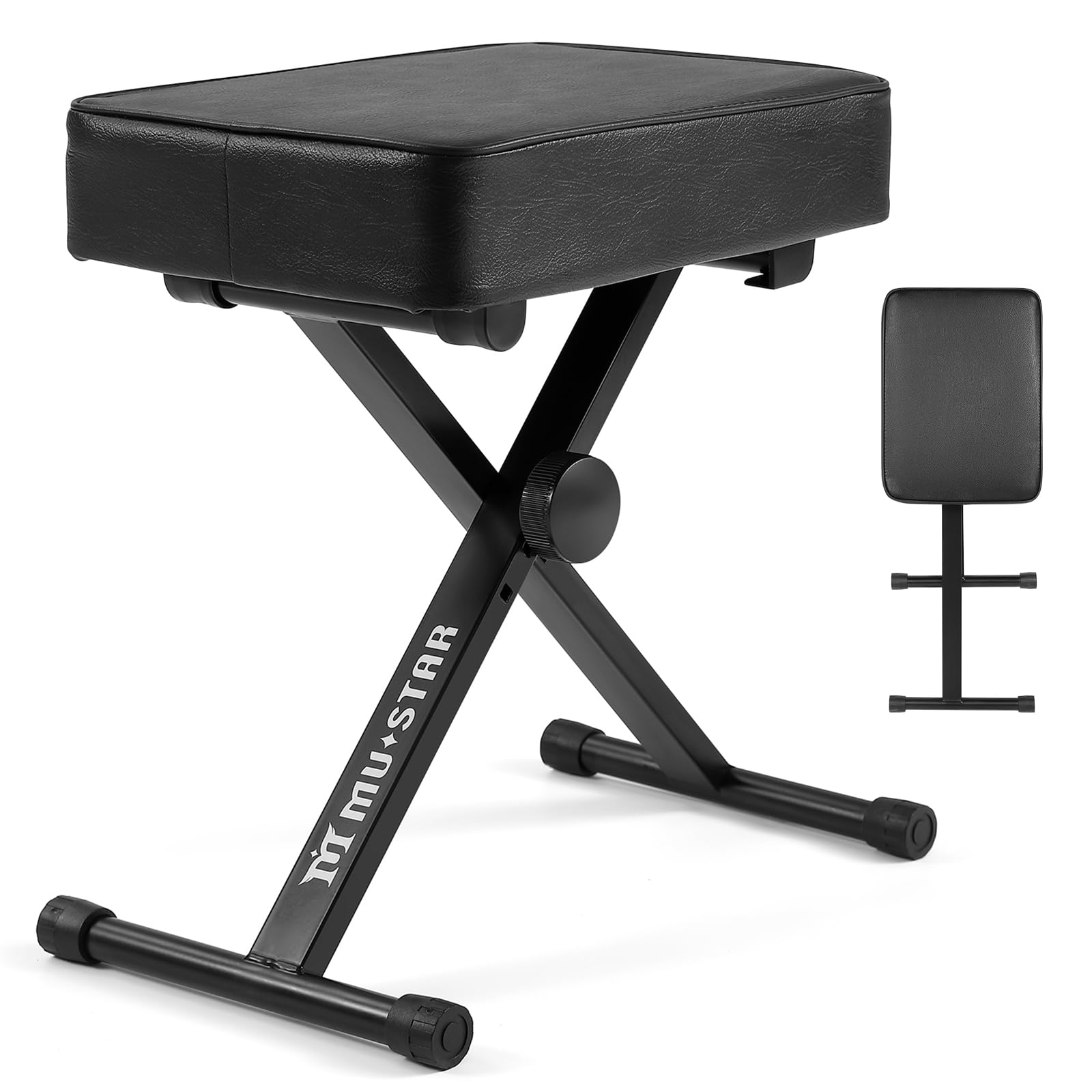 MUSTAR Piano Bench Keyboard Stool Adjustable Height w/ 8.7cm Padded Cushion | Fo