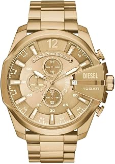 Diesel Mega Chief Men's Quartz Chronograph Watch, 59 mm Silver Stainless Steel Case with Stainless Steel Strap DZ4308