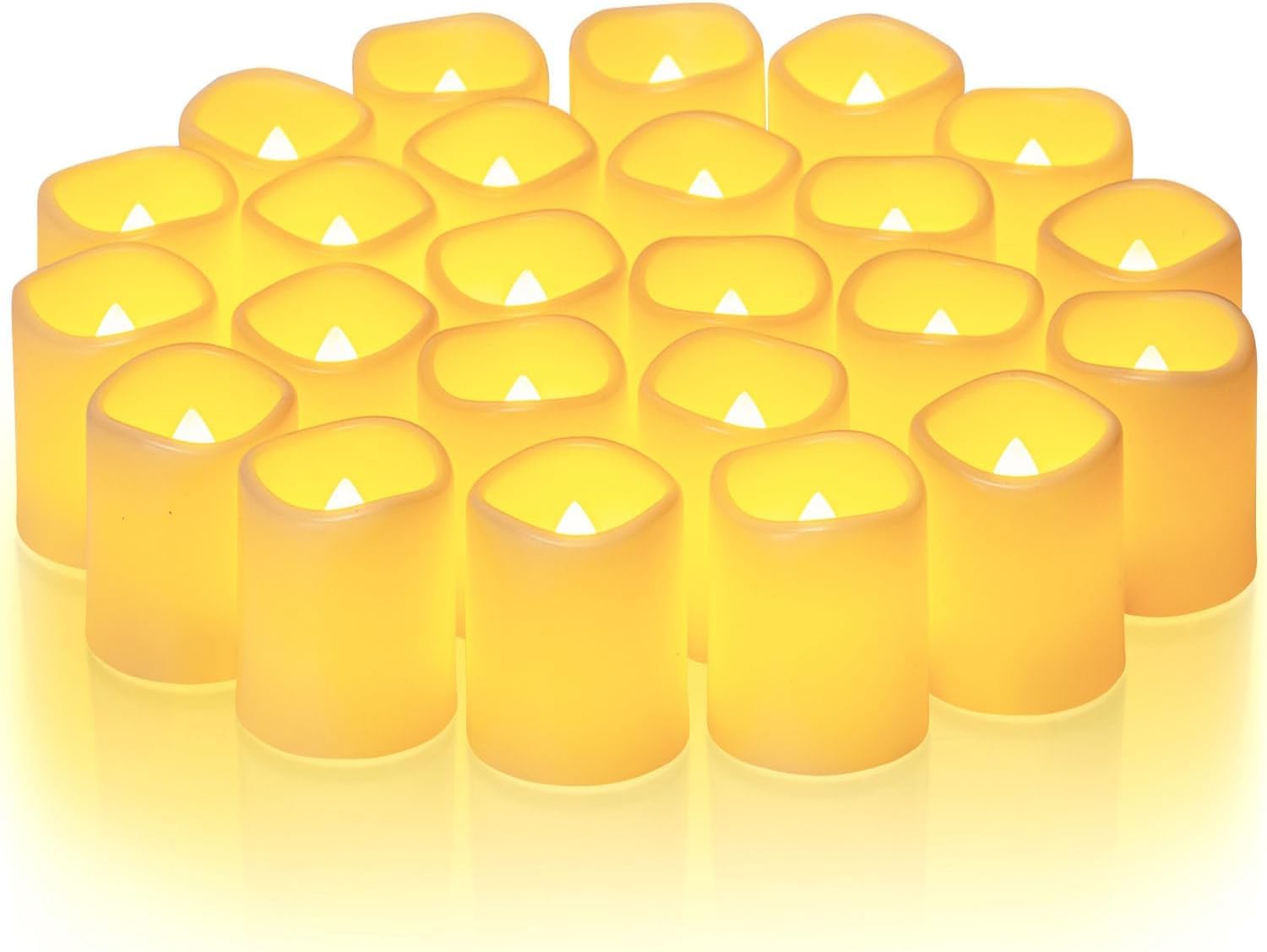 Homemory 24 Pack Ivory Flameless Flickering LED Votive Tealights Candles | Batte