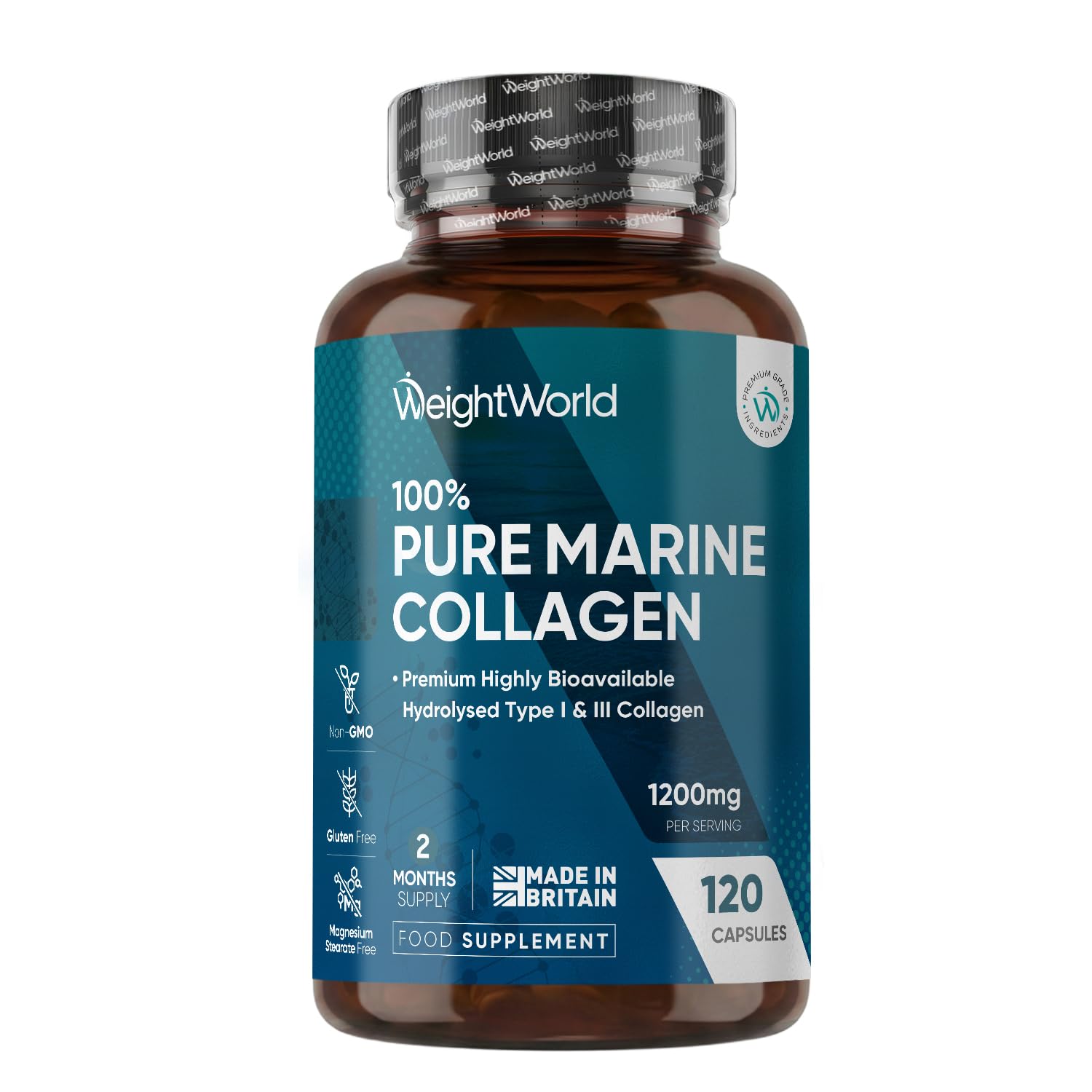 Pure Marine Collagen Capsules - 120 Capsules - 1200mg - 2 Months Supply | Collag