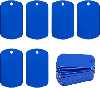 StayMax Aluminum Blank Tags Stamping Blanks 25 Pack (Blue)