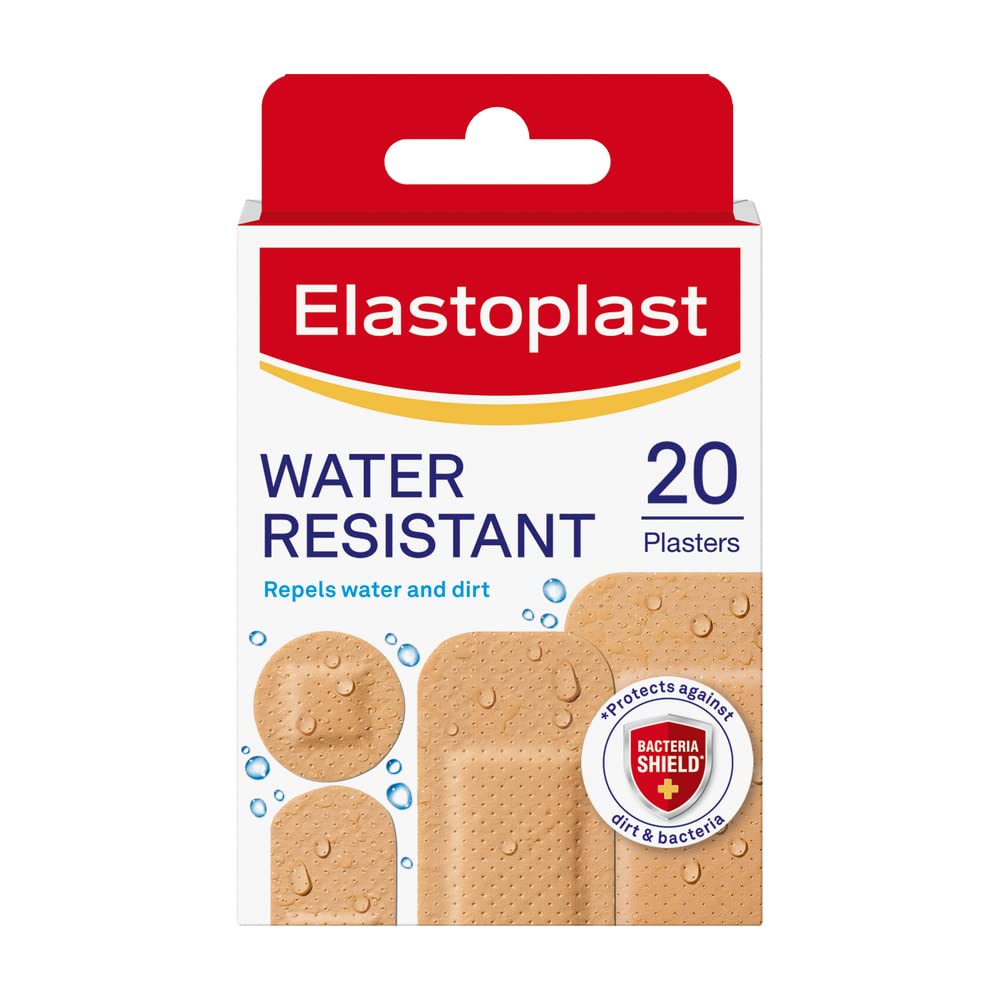 Elastoplast Water Resistant Plasters, 20 Count | Water Resistant Wound Protectio