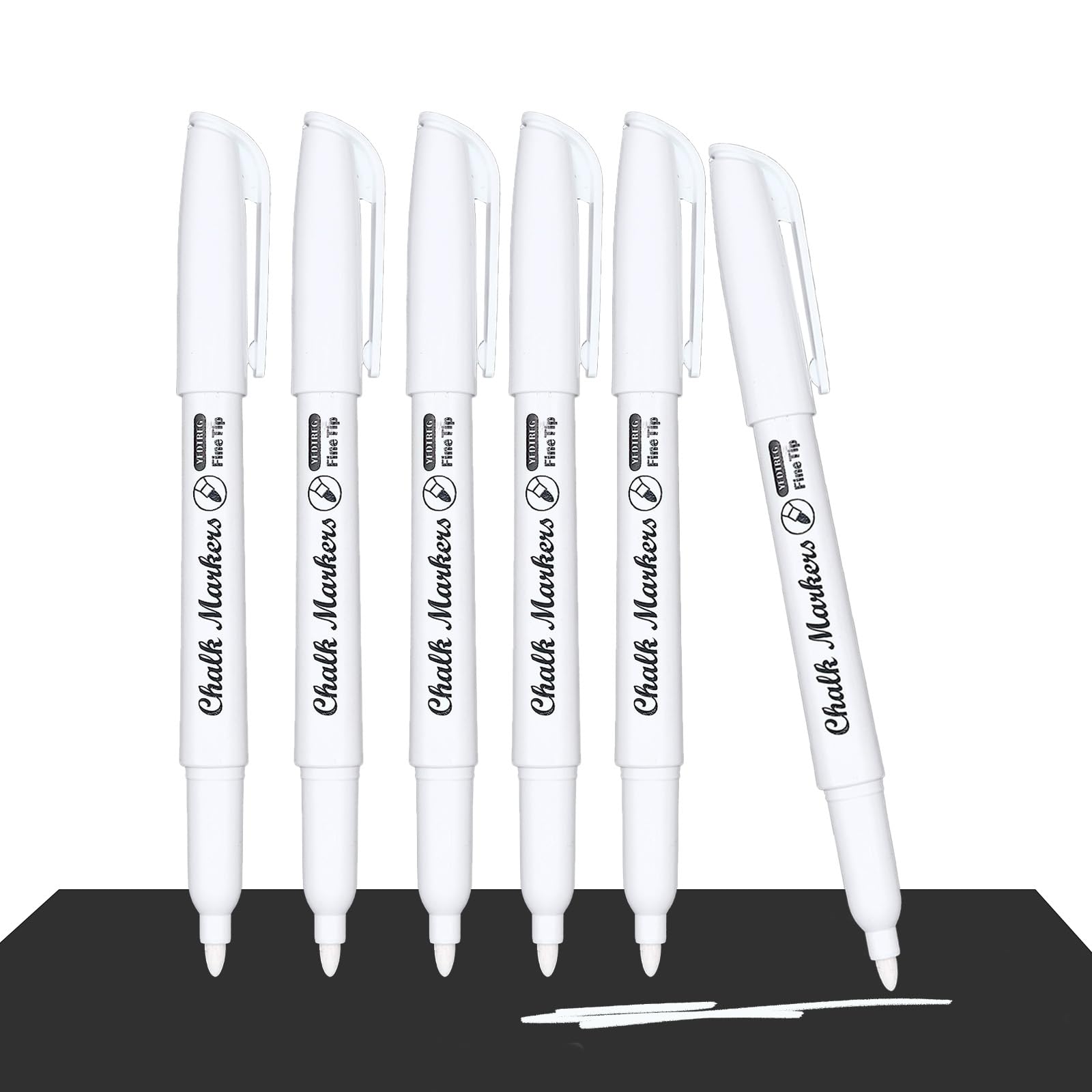 Yedtreg White Chalk Pen, 6 Pack Liquid Chalk Pens for Blackboards, Window, Glass