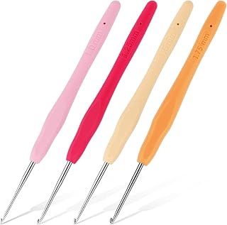 Iuuidu 4PCS Crochet Hooks Small Crochet Hooks for Arthritic Hands 4Size | 1.0mm, 1.25mm, 1.5mm, 1.75mm Small Size Crochet Hooks, Crochet Needles for Beginners, Smooth Knitting Needles for Handmade