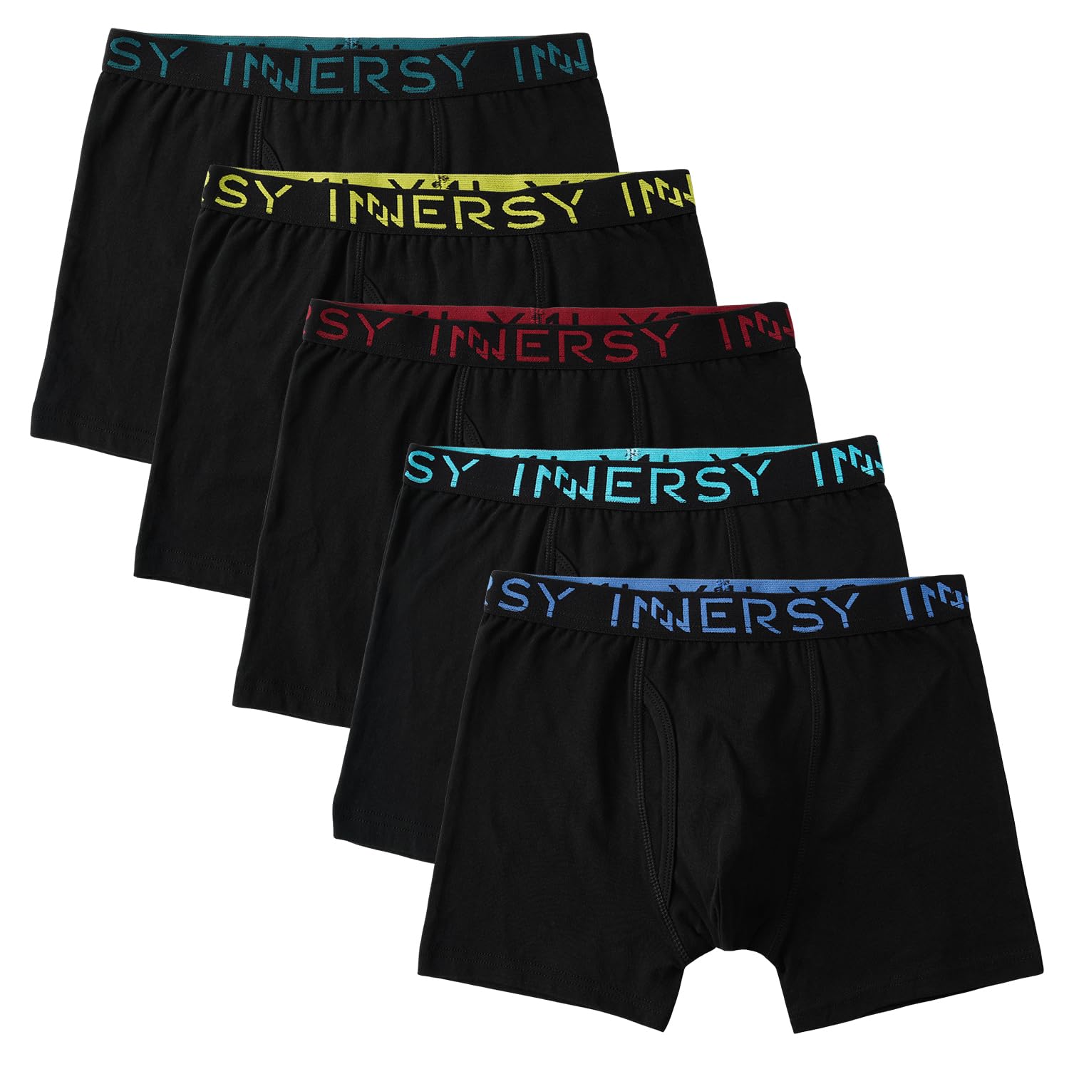 INNERSY Big Boys Underwear Cotton Boxer Briefs 5 Packs | Fly Front, No-Ride-Up F