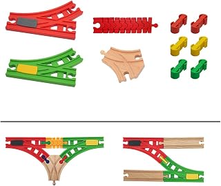 Bunu1492 Wooden Train Track Accessories Set,10 pcs Train Track Connector,Compatible with All Major Brands Train Tracks,Christmas Birthday Gift for Boys Girls,Train Toys Expansion Pack for Kids Ages 3+