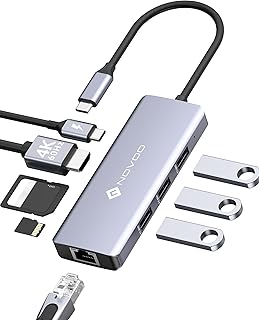 Novoo 8-in-1 USB C Hub HDMI 4K@60Hz, Gigabit Ethernet, USB A 5Gbps