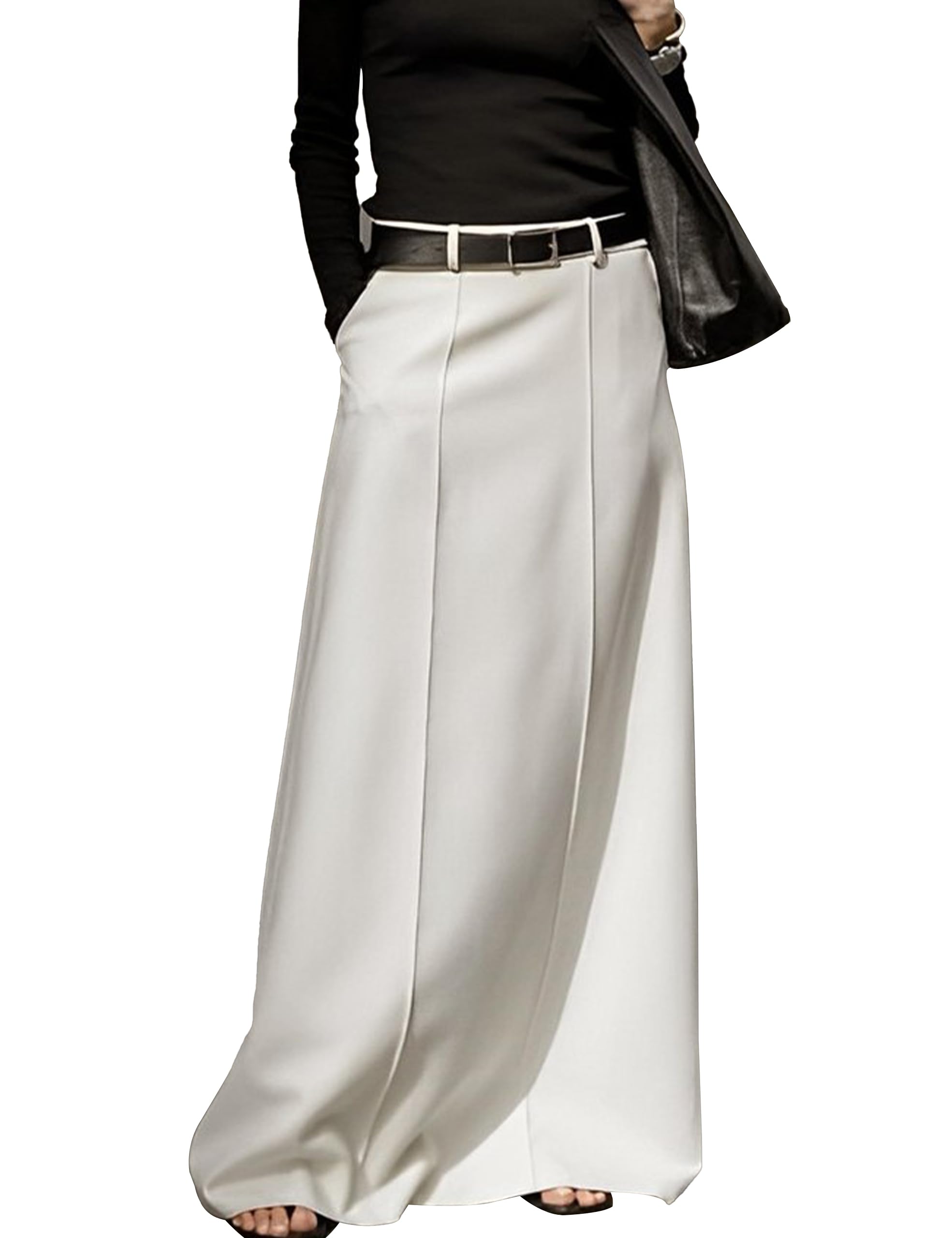 Women's Long Maxi Skirt Elegant High Waist H Line Long Straight Maxi Skirts for 