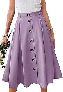 Alaster Queen Ladies Midi High Waist Stretch Pleated Long Skirt with Fluid Pockets for Women UK