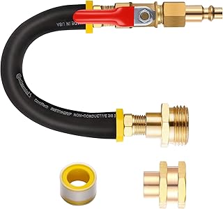 RV Winterizing kit &amp; Sprinkler Blowout Adapter with shut off valve Air compressor Quick-Connect plug garden hose Water Blow Out Fitting for Winterize Sprinkler Systems, Camper,Motorhome