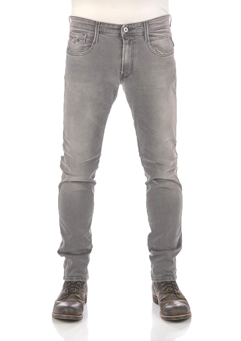 Replay M914 Anbass Black Power Stretch Denim Vaqueros Slim Hombre