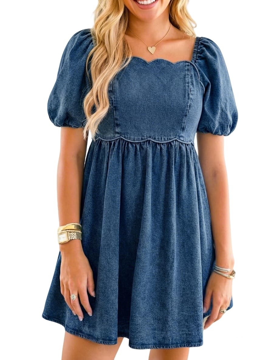 Denim Dress for Women Western Jean Babydoll Country Concert Outfits