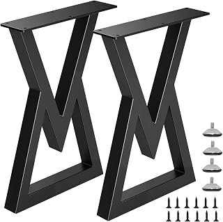 28" Tall Metal Table Legs Desk Legs, Replacement Furniture Feets Set of 2 for DIY Coffee Tables, Modern Desks, Night Stands, Sofa, etc with Heavy Duty Iron and Industrial Design, Black