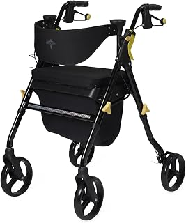 Medline Empower Rollator Walker, Memory Foam Seat, 8" Wheels, 300lb