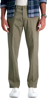Haggar Khaki Pants Iron Free Premium Khaki Straight Fit Flat Front Flex Waist Casual Pants Men's