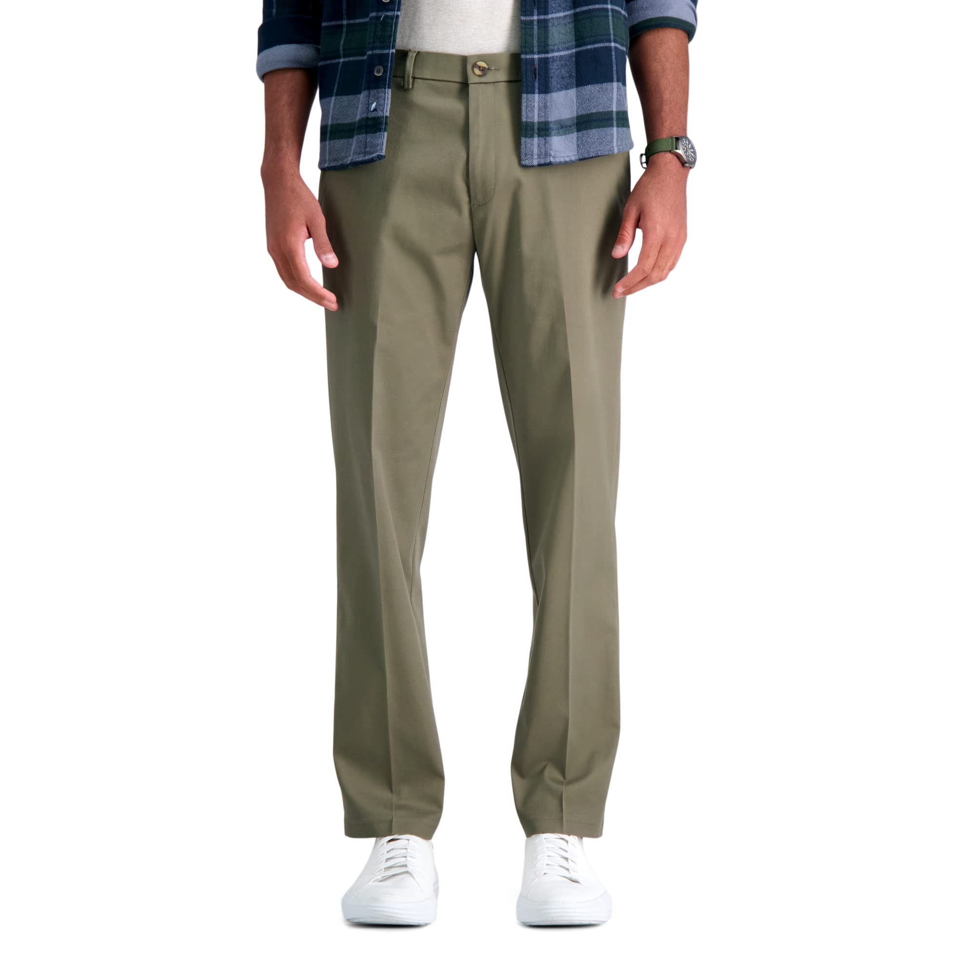Haggar Khaki Pants Iron Free Premium Khaki Straight Fit Flat Front Flex Waist Ca