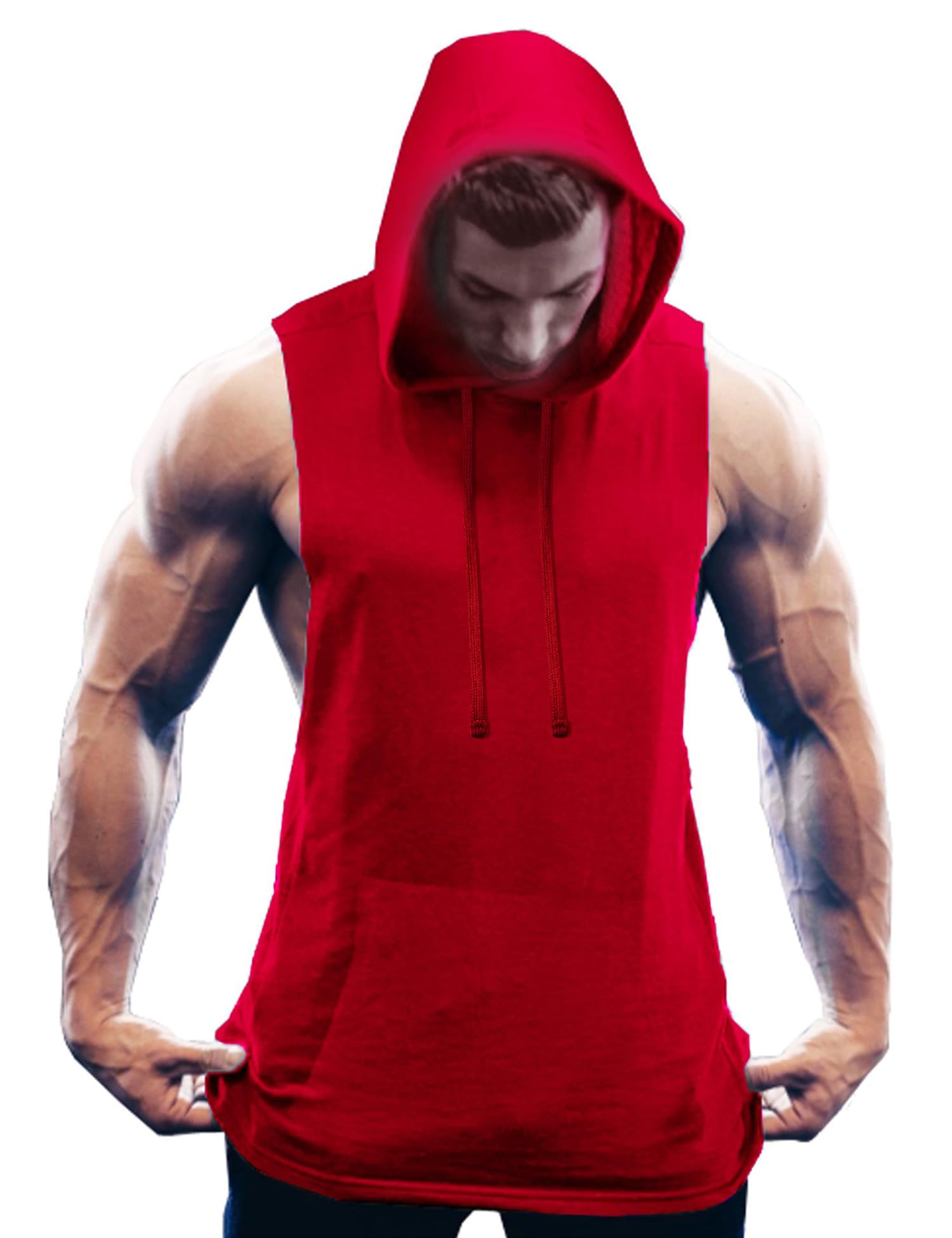 COOFANDY Men's Workout Hooded Tank Tops Bodybuilding Muscle Cut Off T Shirt Slee