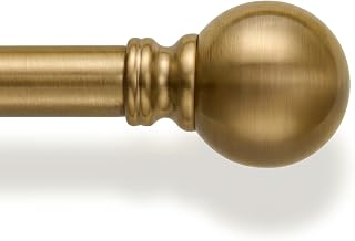 Immiehh Warm Gold Curtain Rods for Windows 72-144 Inch Brass Heavy Duty | Window Treatment Rods Adjustable 1"Diameter Vintage Brushed Metal Finials Antique for Living Room Bedroom Farmhouse