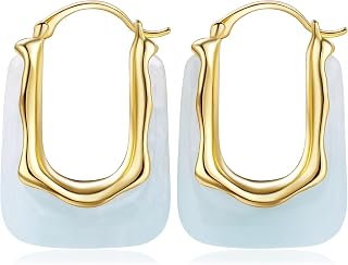 Resin Gold Hoop Earrings Chunky Statement Acrylic Huggie Dangle Fun Jewelry