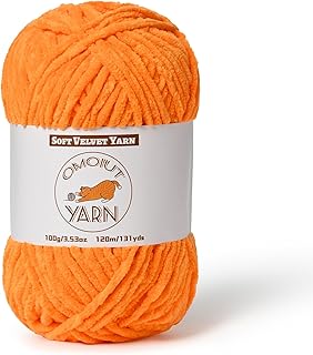 Fluffy Velvet Yarn for Crocheting, Chunky Chenille Baby Blanket Yarn for Crocheting, Soft Fuzzy Puzzle Yarn for Knitting, 100g/3.53oz Bulky Thick Amigurumi Crochet Yarns（Orange）