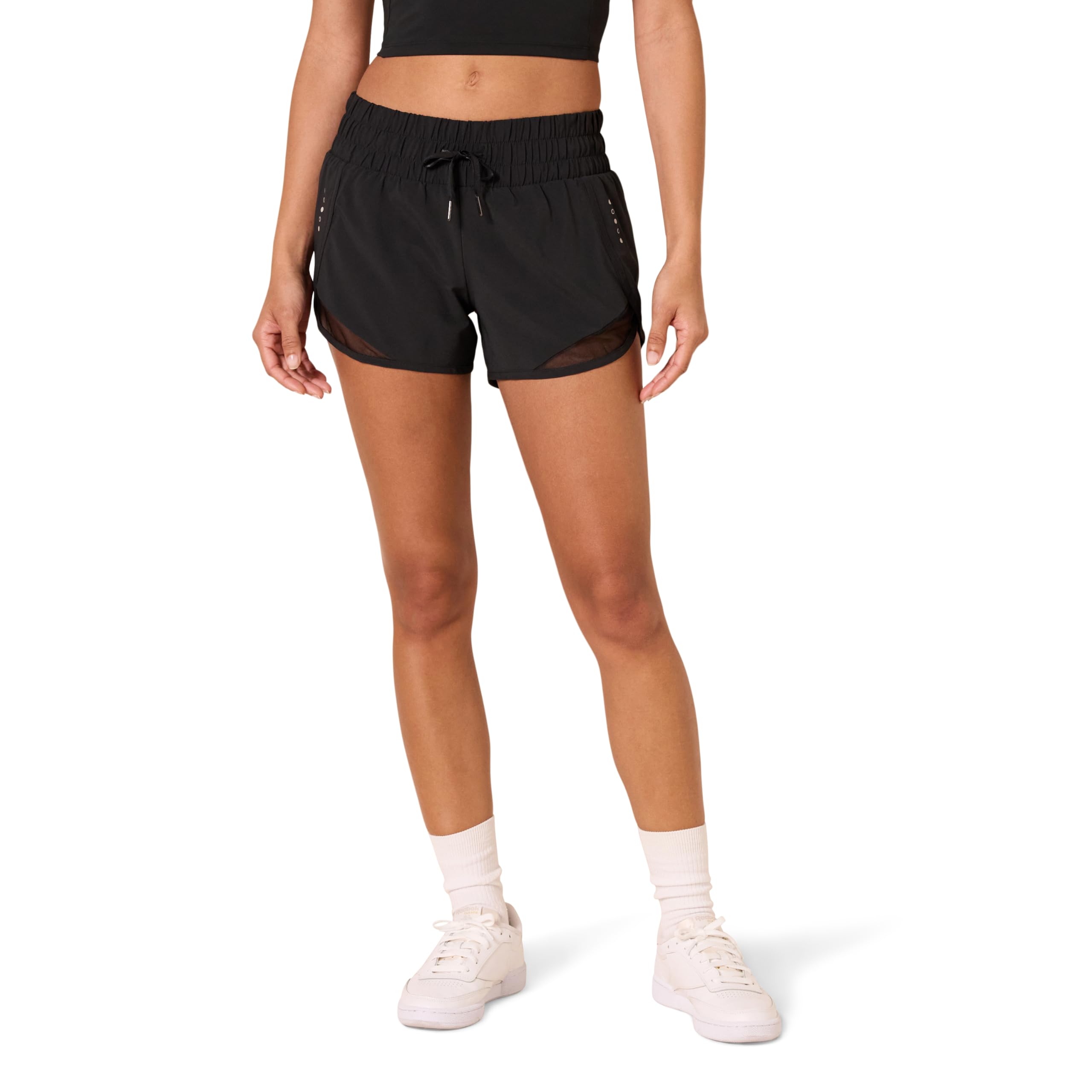 Amazon Essentials Women's Athletic Standard Fit Woven Ruched Waist Running Short