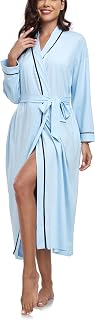 COLORFULLEAF Women's 100% Cotton Robe Lightweight Kimono Bathrobe Soft Long Loungewear Sleepwear with Pockets