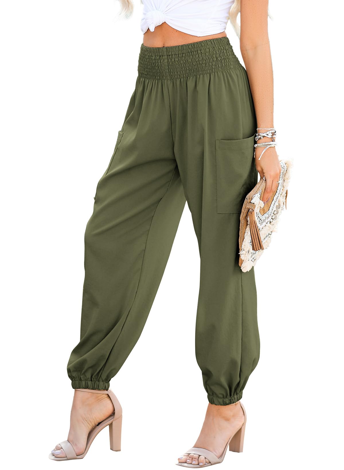 Dokotoo Women Summer Boho Business Casual Smock 2025 High Waist Cargo Summer Lon