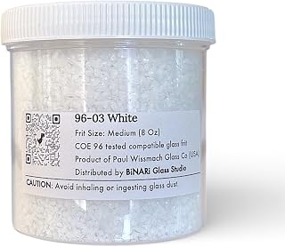 Wissmach White Opal COE 96 Medium Glass Frit – 8 oz Jar for Kiln Fusing, System 96 Compatible | BiNARi Glass Studio