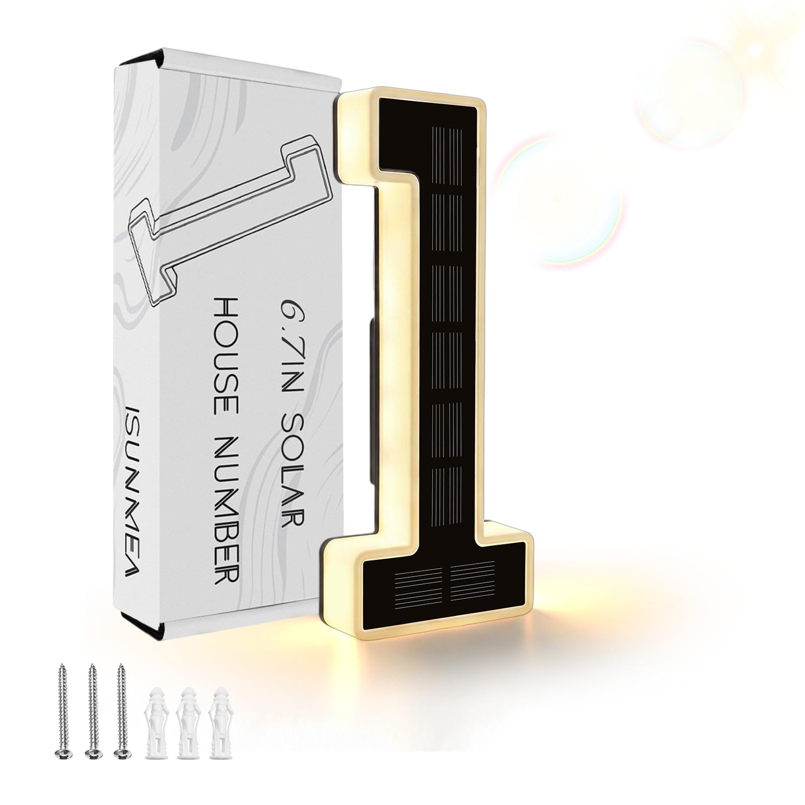 ISUNMEA 6.7 Inch Solar Lighted House Numbers for Outside, LED Backlit Light | Li