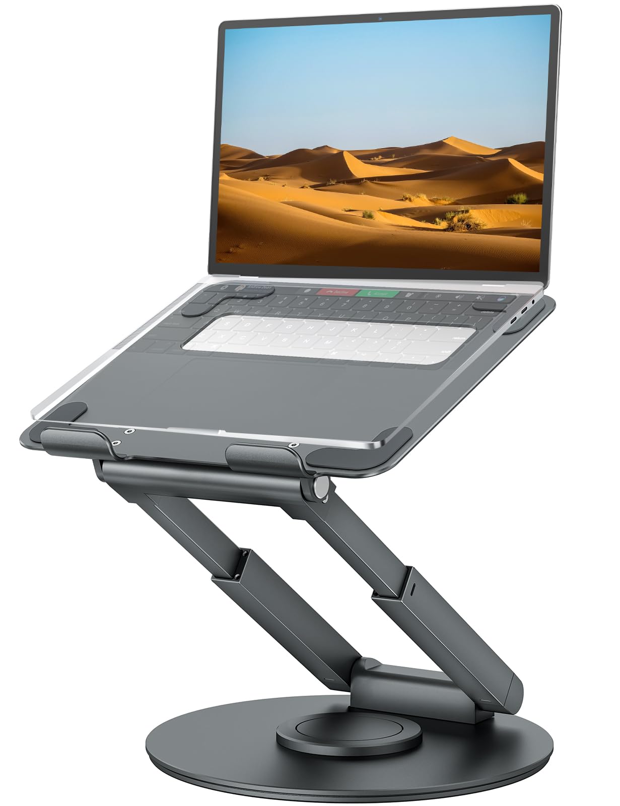 Tounee Telescopic Laptop Stand for Desk with 360° Swivel Base, Sit to Stand, Hei