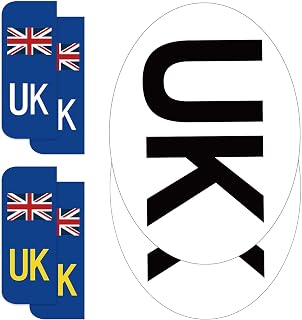 ARVO UK Car Stickers – 2 Oval + 4 Number Plate Stickers | Waterproof & EU Travel Approved