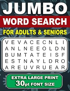 Jumbo Word Search For Adults & Seniors: Extra Large Print Word Search: 50 Themed Word Search Puzzles with Solutions