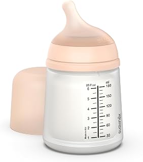 Suavinex, Zero Zero Anti-Colic Bottle with Silicone Slow Flow Teat (S) for Babies + 0 Months and Newborns, Breastfeeding, Breast Milk and Formula Compatible, 180 ml, Fair