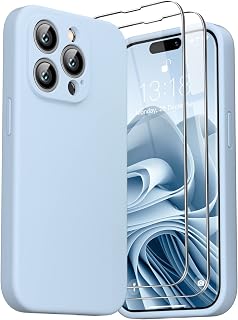 GOODVISH for iPhone 14 Pro Case Silicone, [2X Screen Protectors], Blue Grey