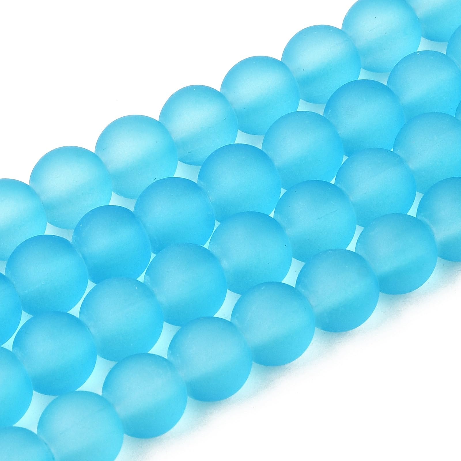 140pcs 6mm Frosted Glass Round Beads for Jewelry Making, Matte Glass Spacer Bead