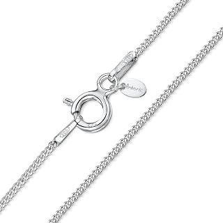 Amberta 925 Sterling Silver 1.1 mm Curb Chain Necklace 14" 16" 18" 20" 22" 24" in