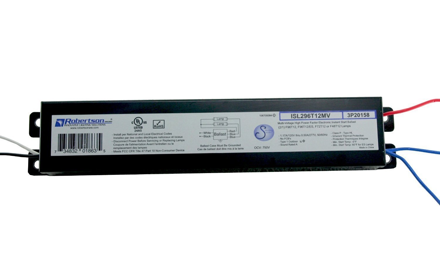 Robertson ISL296T12MV Ballast (3P20158) – 1 or 2 Lamp F96T12 (96W) Fluorescent E