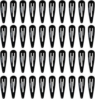 40 Pack Black 2 Inch Barrettes Women Metal Snap Hair Clips Accessories