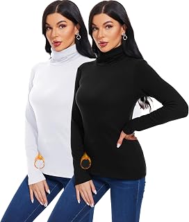 TAIPOVE Thermal Fleece Lined Turtle Neck Tops for Women Cotton Underwear