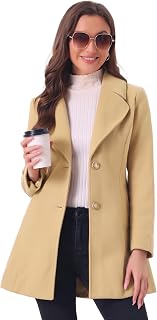 Allegra K Women's Elegant Overcoat Shawl Collar Single Breasted Winter Coat