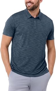 INTO THE AM Indigo Performance Dri Fit Polo Shirts for Men S-4XL - Tactical Quick Dry Athletic Sports Collar Work Shirts