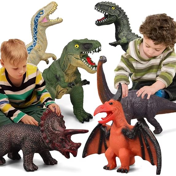 Gzsbaby 6 Piece Jumbo Dinosaur Toys for Kids 3-5 and Toddlers, Large Soft Dinosa