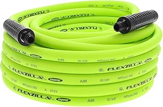 Flexzilla Air Compressor Hose, 3/8 in. x 50 ft., 1/4 in. MNPT Fittings, No-Kink, All Weather, Lightweight, Premium Hybrid Polymer, 300 PSI, ZillaGreen