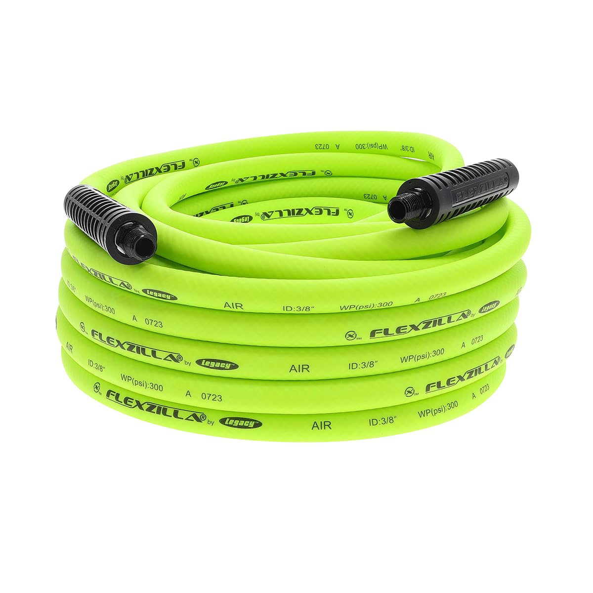 Flexzilla Air Compressor Hose, 3/8 in. x 50 ft., 1/4 in. MNPT Fittings, No-Kink,
