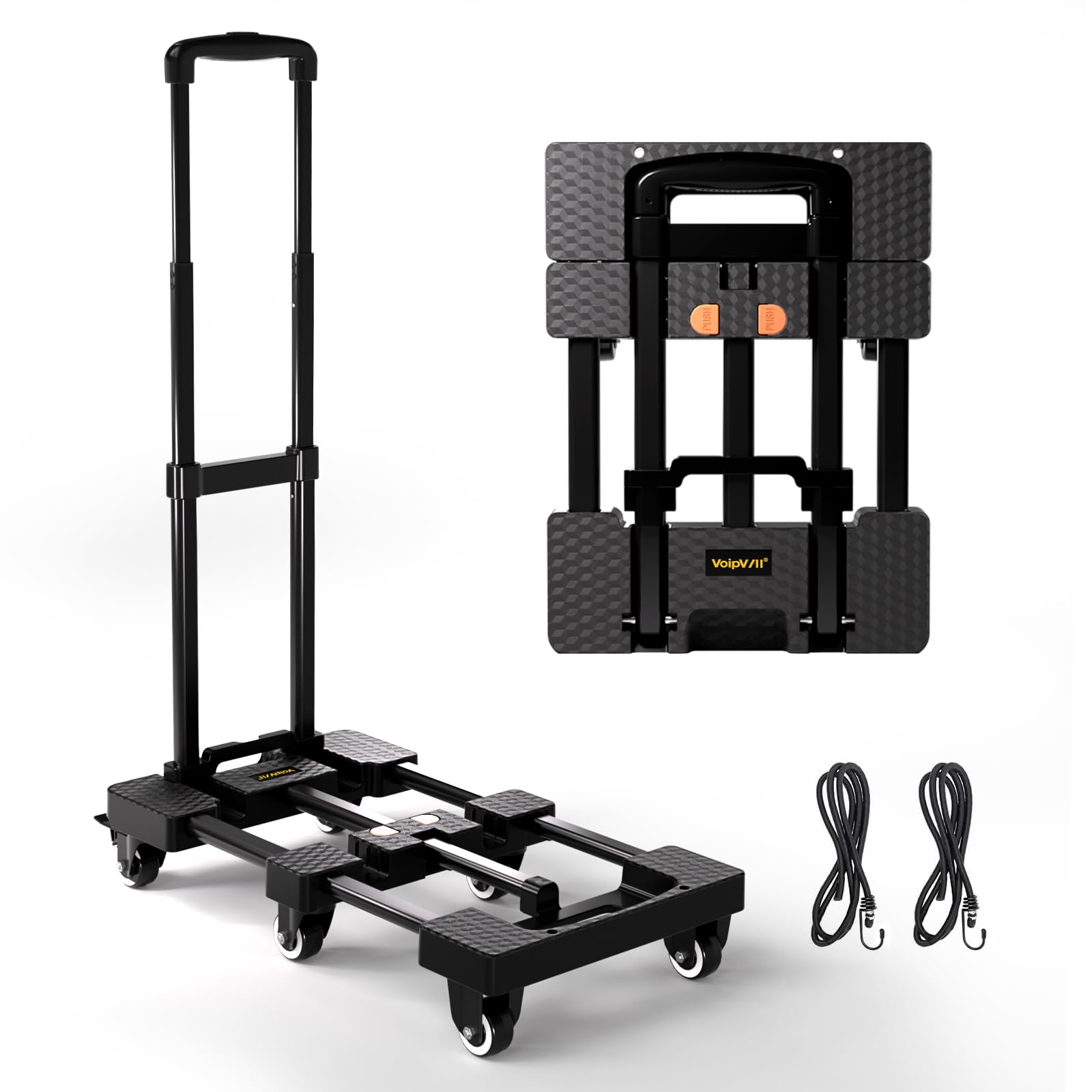 Voipvvii Folding Hand Truck 500lbs, Portable Heavy Duty Dolly Cart, 6 Wheels Col
