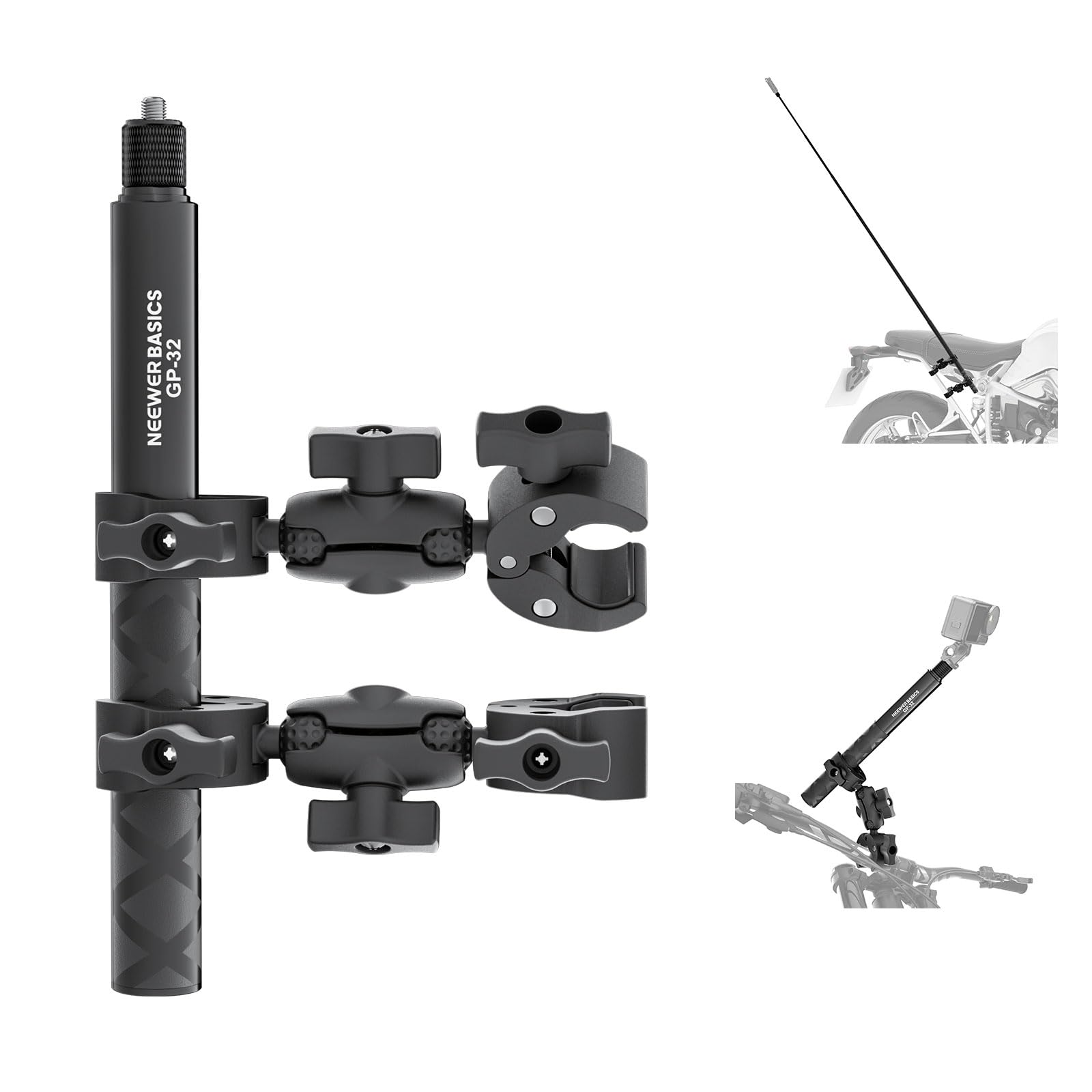 NEEWER Basics Motorcycle Bike Mount Accessories Kit, Invisible Selfie Stick | Bi